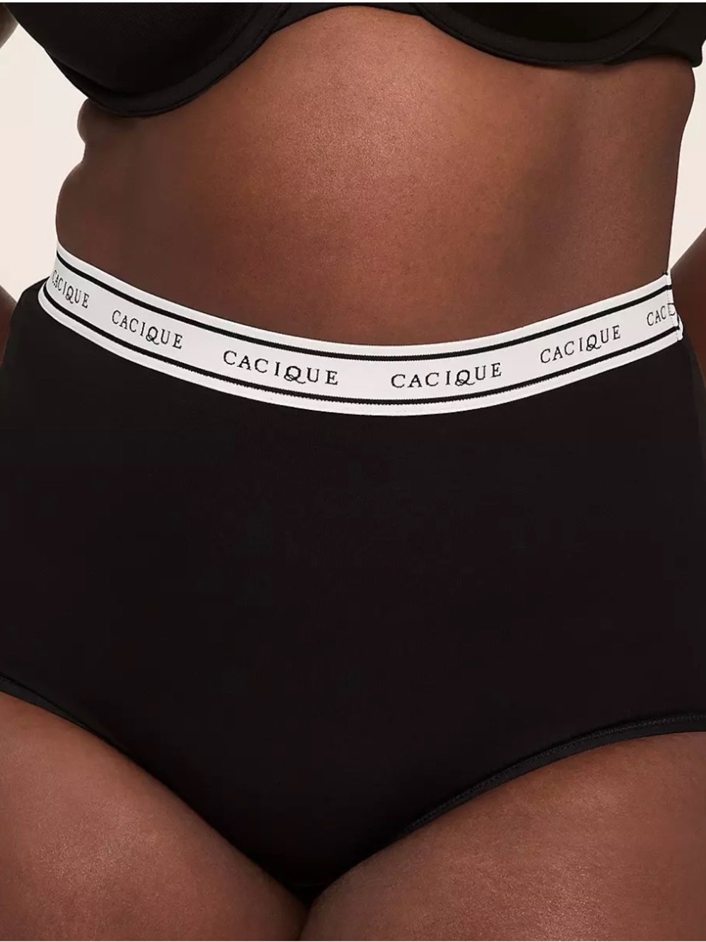 Cacique Black High leg Brief with wide Branded Waistband 18/20 NEW